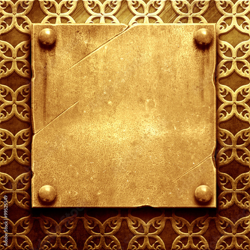 Gold metal plate with classic ornament