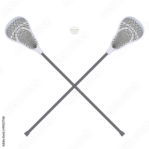 Lacrosse  sticks and ball. Equipment Front View