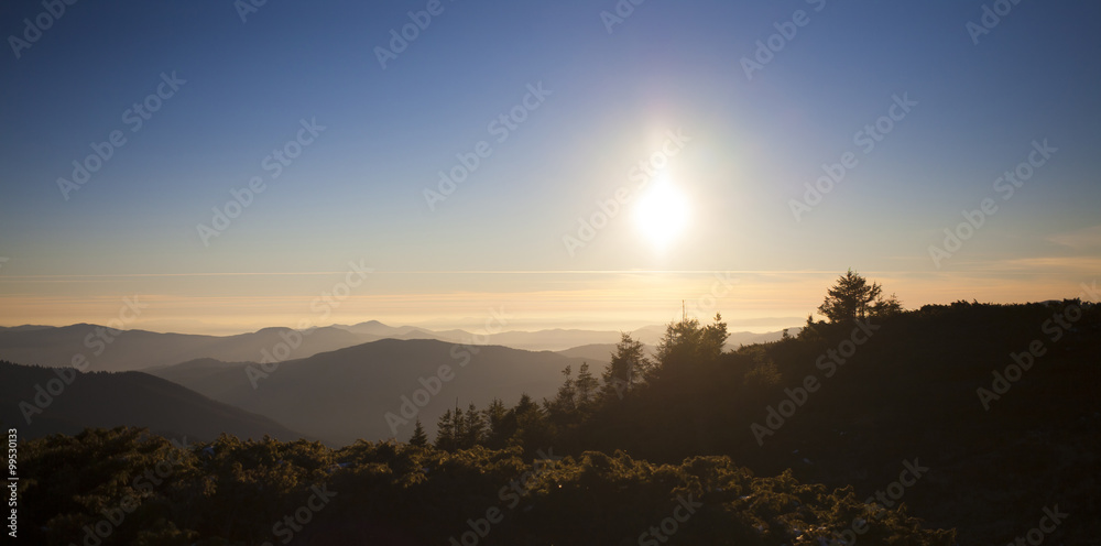 Fototapeta premium Sunset in the Ukrainian Carpathians.