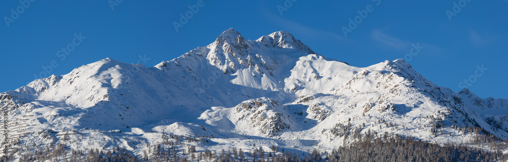 Panoramic view of the Roc d'Orzival, located in the Val d'Anniviers, canton of Valais, Switzerland.