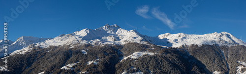 Panoramic view of the Roc d'Orzival, located in the Val d'Anniviers, canton of Valais, Switzerland.