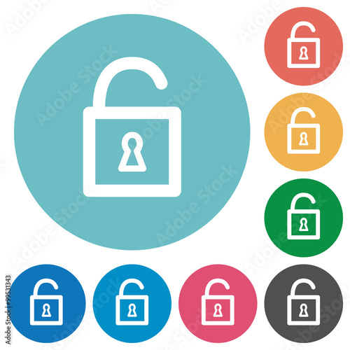 Flat unlocked padlock icons