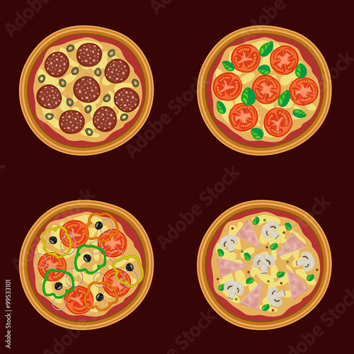 vector illustration of delicious tasty pizza