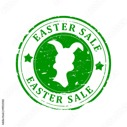 Scratched Green Seal is a silhouette of hare with the inscription - Easter sales - vector svg