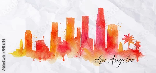 Obraz Sylwetka akwarela Los Angeles