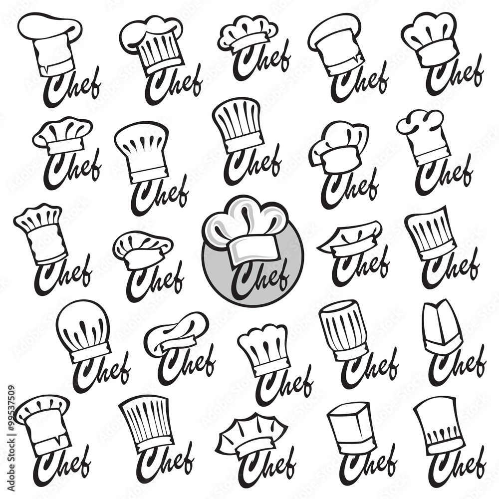 monochrome set of design with chef hats monochrome set of design with chef hats