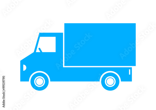 Blue truck icon on white background