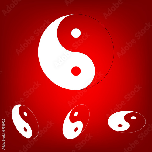 Ying yang symbol of harmony and balance icon  set. Isometric eff