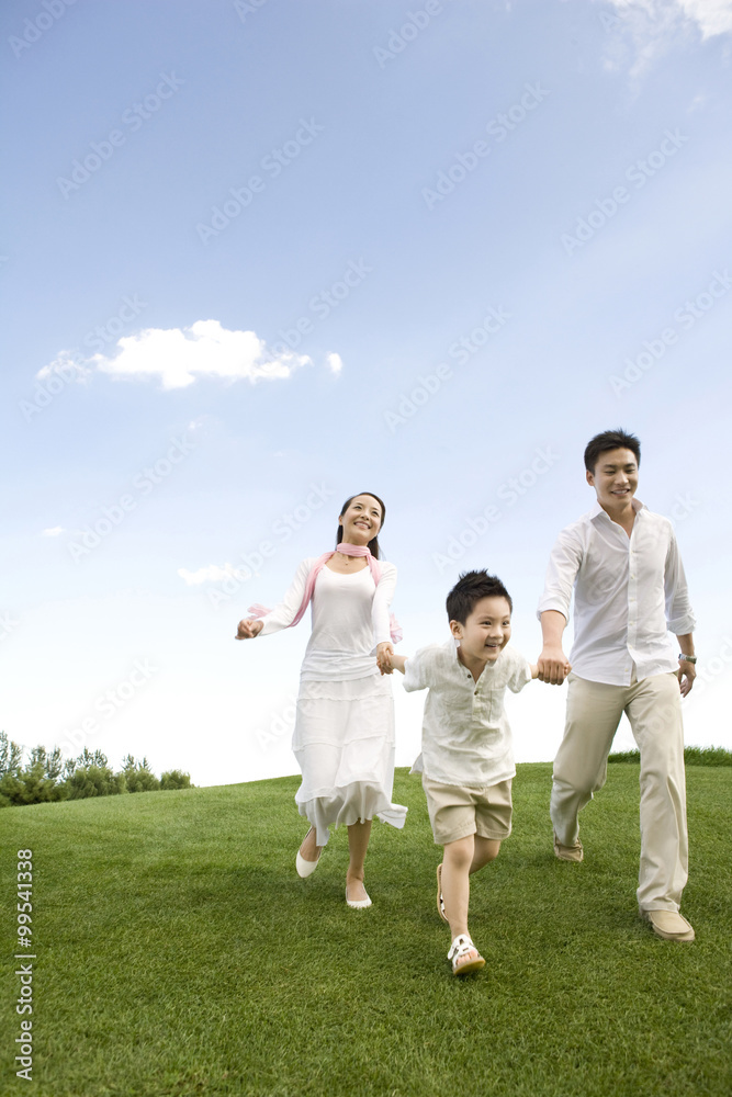 A young family enjoying the park A young family enjoying the park