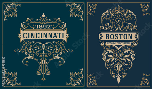 Vintage cards. vector template.