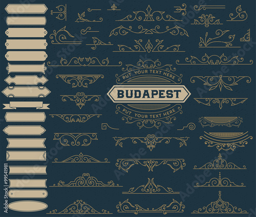 Kit of Vintage Elements for Invitations, Banners, Posters, Placa