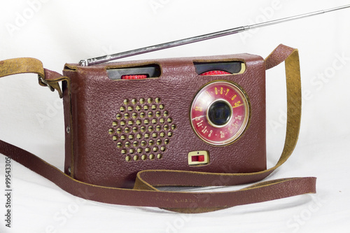 Retro radio on white background