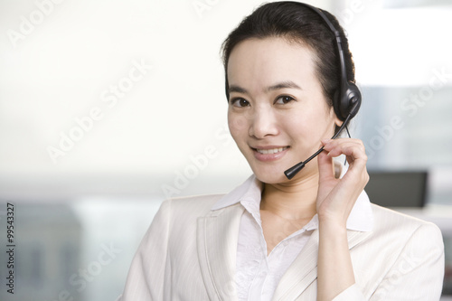 Office worker with a headset