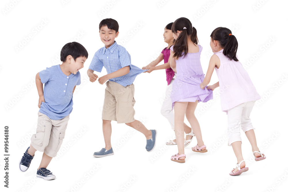 Children playing train games