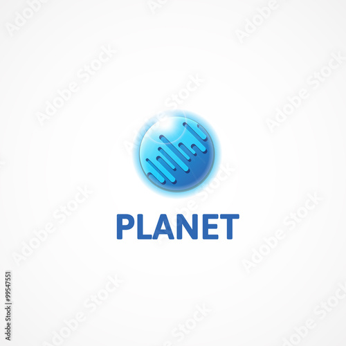 Planet. Drawing a blue planet in the form of a logo.