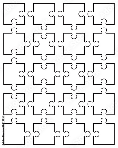 Vector illustration of big white puzzle, separate parts