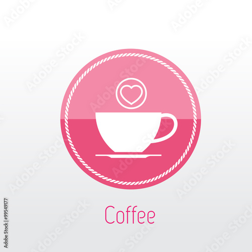 Valentine's day, Vector icon of coffee cup and heart icon