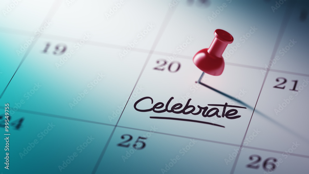 Concept image of a Calendar with a red push pin. Closeup shot of Concept image of a Calendar with a red push pin. Closeup shot of