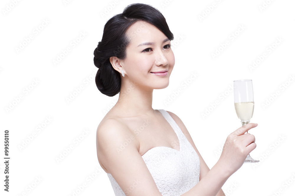 Graceful young woman with champagne flute Graceful young woman with champagne flute