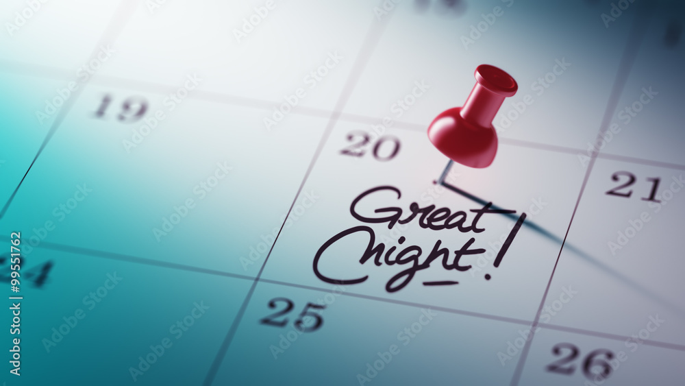 Concept image of a Calendar with a red push pin. Closeup shot of