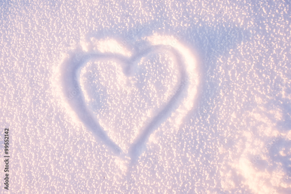 Heart shape on snow Heart shape on snow
