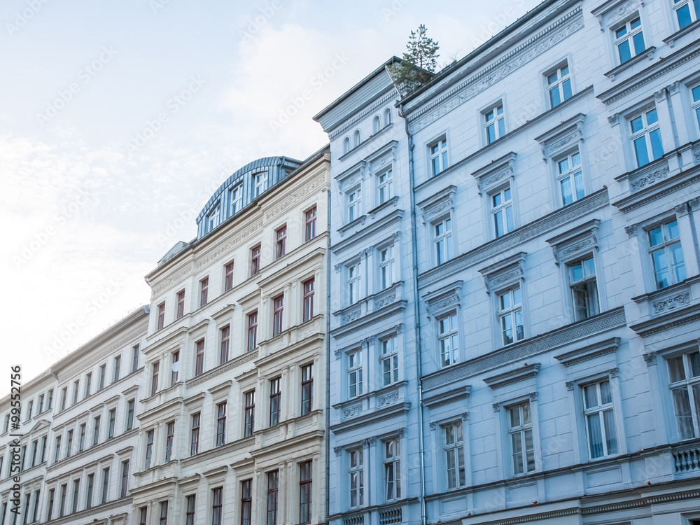 Fototapeta premium Urban Low Rise Apartment Buildings with Blue Sky