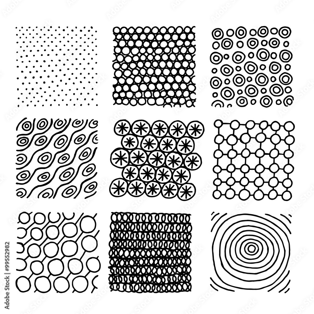Set of ink hand drawn vector design elements. 