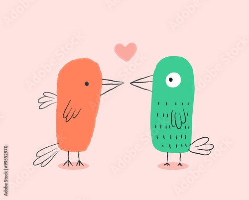 Birds in love card, vector ...