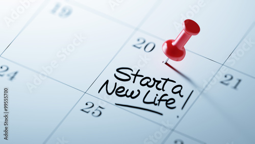 Photography Concept image of a Calendar with a red push pin. Closeup shot of