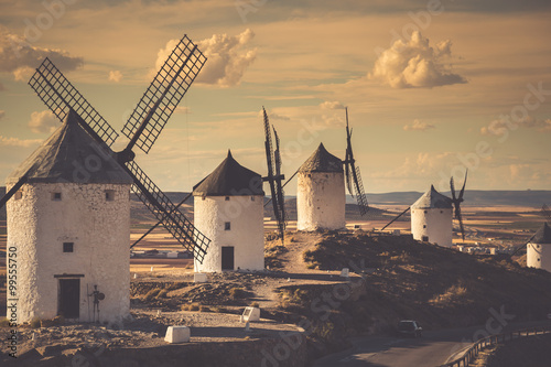 Obraz na płótnie windmills of Don Quixote. Cosuegra, Spain w salonie