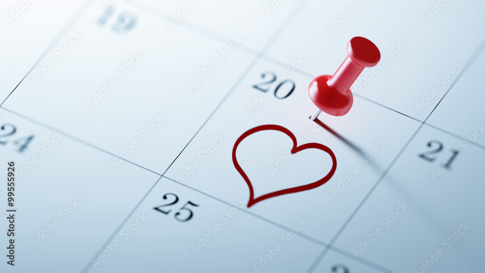 Concept image of a Calendar with a red push pin. Closeup shot of Concept image of a Calendar with a red push pin. Closeup shot of