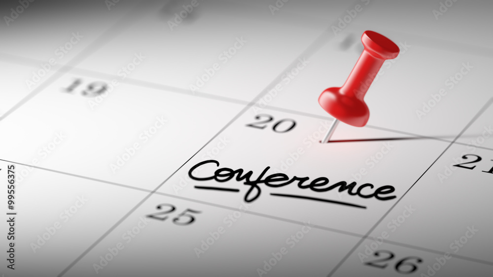 Concept image of a Calendar with a red push pin. Closeup shot of Concept image of a Calendar with a red push pin. Closeup shot of