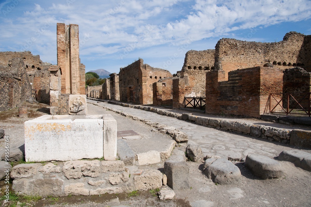 View of the ruins antique city  Pompei  in southern Italy.