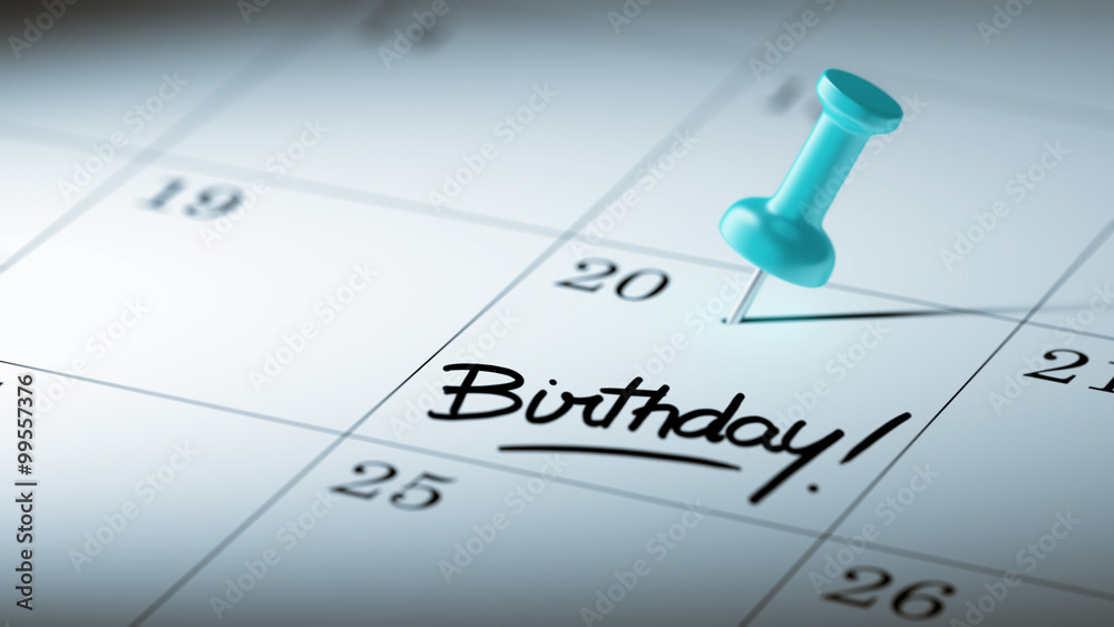 Concept image of a Calendar with a blue push pin. Closeup shot o Concept image of a Calendar with a blue push pin. Closeup shot o