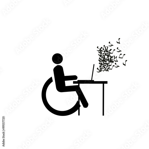 disabled worker illustration over white color background