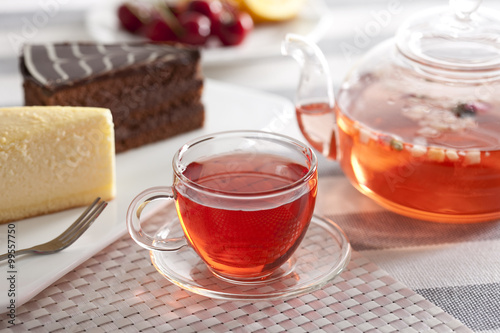 Herbal tea with cakes