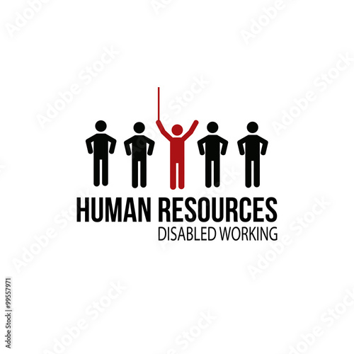 human resources disabled worker illustration over white color ba