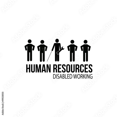 human resources disabled worker illustration over white color ba