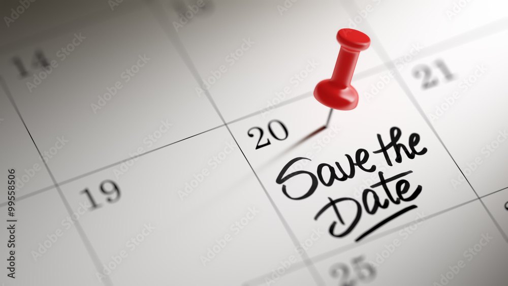 Concept image of a Calendar with a red push pin. Closeup shot of Concept image of a Calendar with a red push pin. Closeup shot of