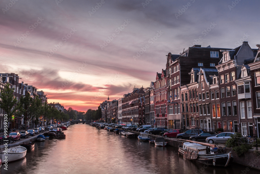 Amsterdam cloudy sunset