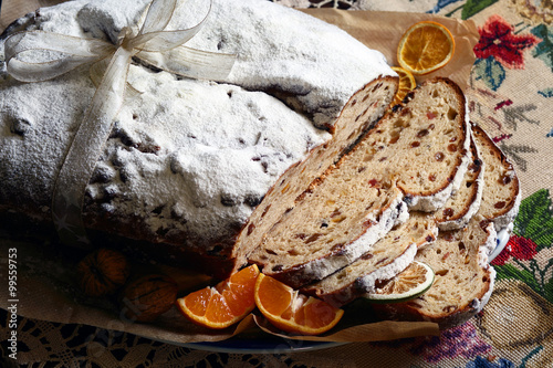 Bishop's bread cake sliced 
