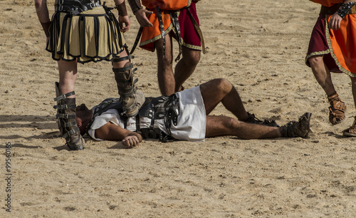 gladiator fights in the arena of the Roman circus, representatio