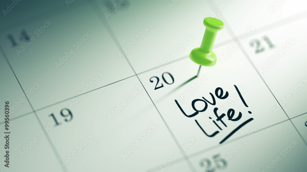 Concept image of a Calendar with a green push pin. Closeup shot Concept image of a Calendar with a green push pin. Closeup shot