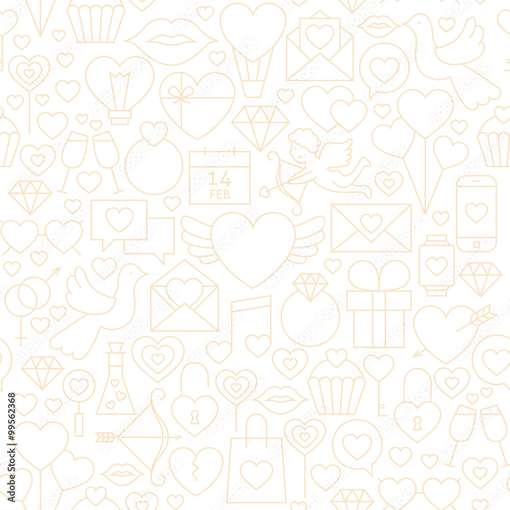 Thin Valentine Day Line Seamless White Pattern Thin Valentine Day Line Seamless White Pattern