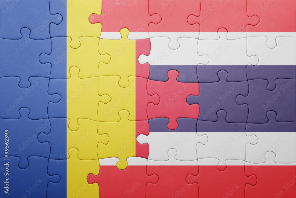 puzzle with the national flag of romania and thailand puzzle with the national flag of romania and thailand