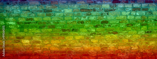 Conceptual old vintage colorful brick wall background banner © high_resolution
