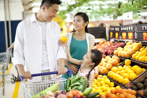 Photography Family shopping in supermarket