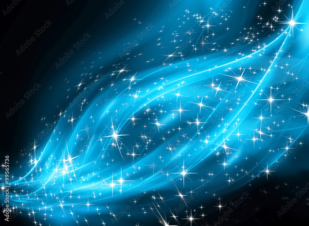 Fototapeta premium snowflakes and stars descending on background