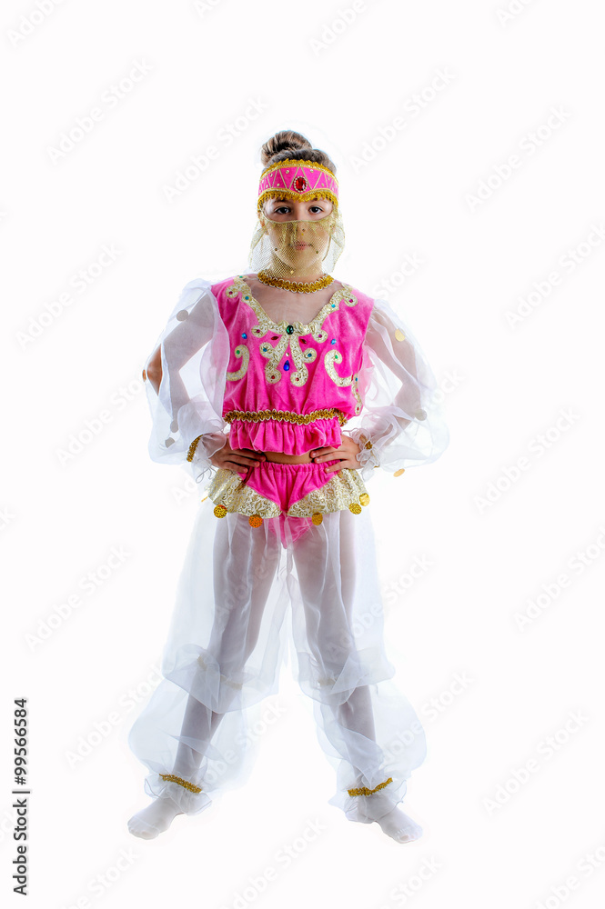 young girl in exotic arabian carnival costume