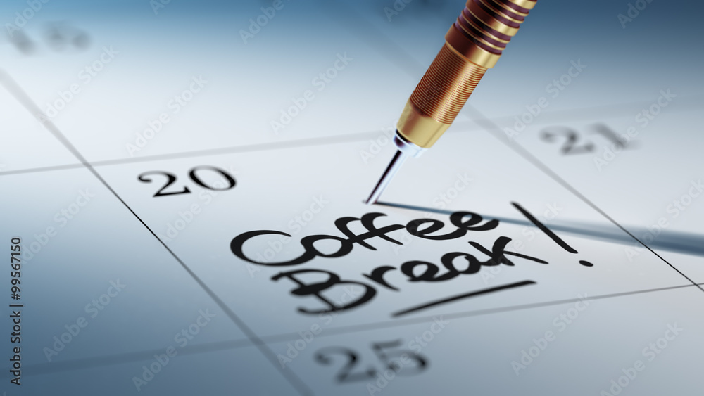 Concept image of a Calendar with a golden dart stick.. The words Concept image of a Calendar with a golden dart stick.. The words